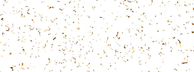 falling gold confetti and streamers seamless pattern on transparent background