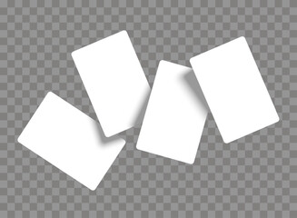 Four playing empty cards flying mockup