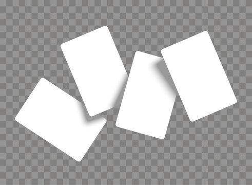 Four playing empty cards flying mockup