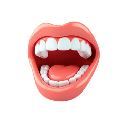 Naklejka premium Playful 3D mouth with heart-shaped candy inside