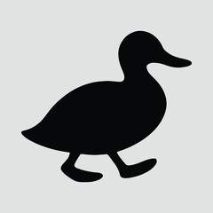 Silhouette duck walking simple animal vector illustration