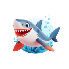 Obraz premium Cheerful cartoon shark with vibrant colors and playful expression