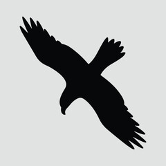 Obraz premium Silhouette eagle flying down simple black bird vector illustration
