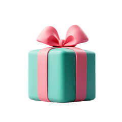 Colorful gift box with pink ribbon and bow