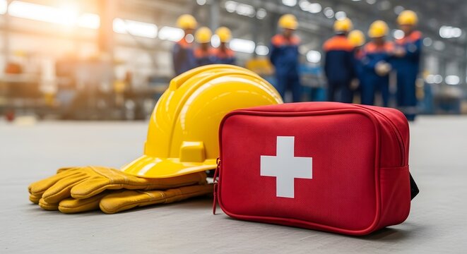 Industrial Safety Prioritizing Workplace Wellness with First Aid Kits and Protective Gear