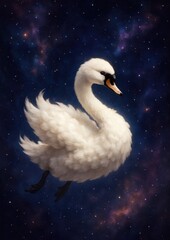 Majestic swan in cosmic space.