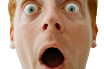 Man showing shocked and surprised facial expression in close-up view.