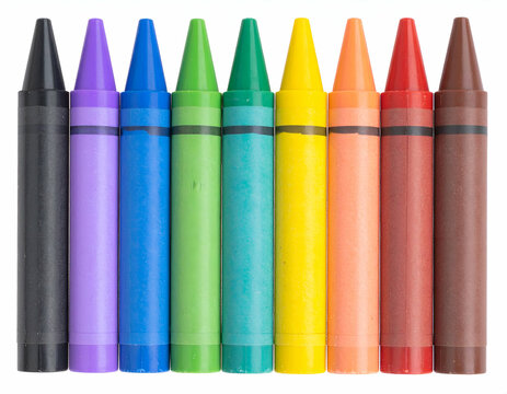 A perfectly aligned row of colorful crayons showcases a bright and diverse palette for creative fun.