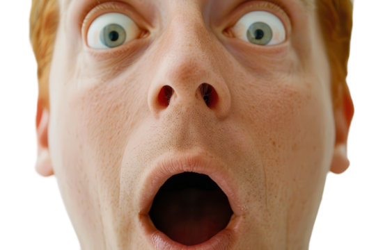 Man showing shocked and surprised facial expression in close-up view. - Powered by Adobe