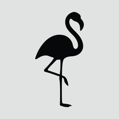 Silhouette flamingo standing on one leg tropical bird vector illustration