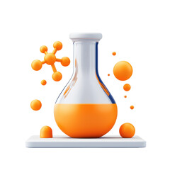 Colorful laboratory flask with chemical reactions