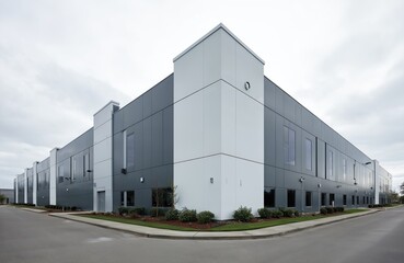 Modern data center exterior architecture. Exterior view of Tier III carrier neutral data center. Server rooms, networks, cloud services. Digital infrastructure for global communication, business,