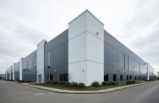 Modern data center exterior architecture. Exterior view of Tier III carrier neutral data center. Server rooms, networks, cloud services. Digital infrastructure for global communication, business, - Powered by Adobe