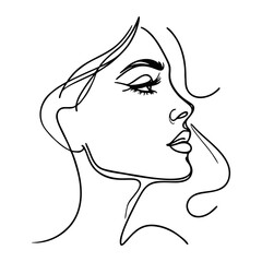 Minimalist Line Art of a Woman's Profile – Elegant Female Portrait Sketch