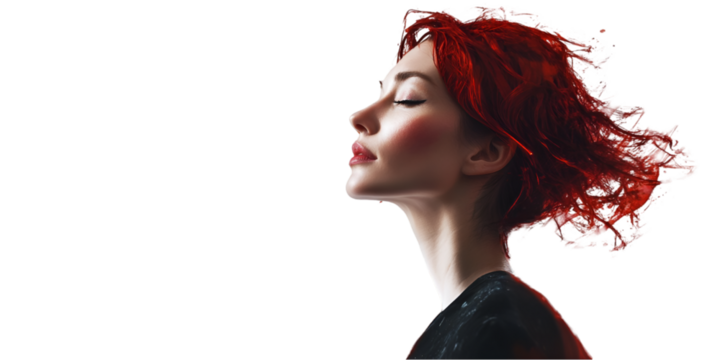 Red Acrylic Paint Splash Mid-Air Isolated on Transparent Background

