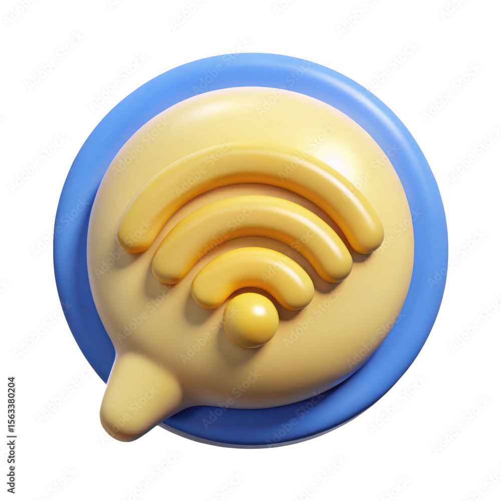 Aufkleber 3d render of wifi symbol in speech bubble isolated on transparent background