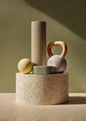 Pilates or Yoga Minimalistic Modern Sports Equipment — Stylish Home Fitness Setup with Professional Sports Gear, Durable and Compact Workout Tools for Strength, Flexibility, and Core Training