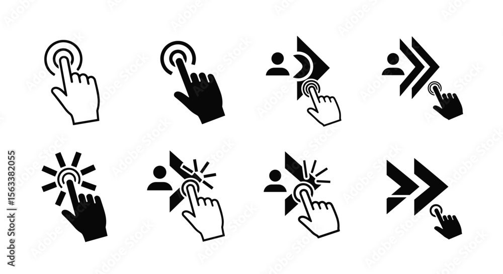 Poster illustrating user interaction through digital input methods capturing essential interface engagement