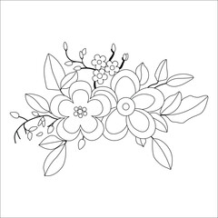 Flower Embroidery Pattern, Hand Drawn Floral vector illustration, Flower embroidery sticker