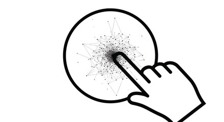 Interactive digital user interface element responding to precise touch input with particle burst animation effect