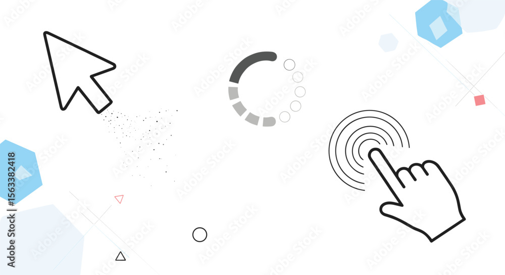 Poster modern interface interaction design elements representing digital user engagement and progress indic