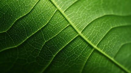 Fototapeta premium Close-up green leaf texture with natural vein pattern