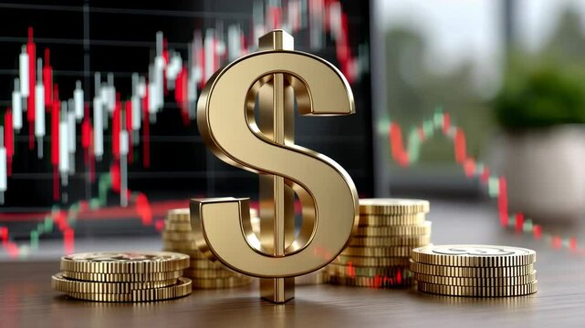 Exploring financial growth and investment strategies in a modern trading environment with currency symbols and market charts