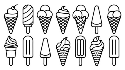 Ice Cream Line Icons Collection