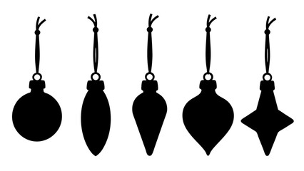 Set of christmas bulb silhouette vector art