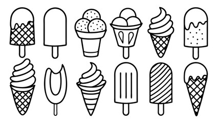 Ice Cream Line Icons Collection
