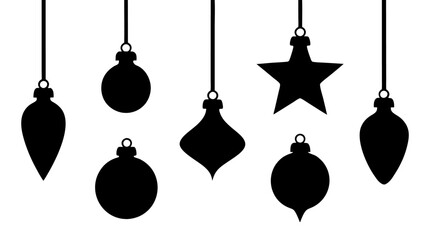 Set of christmas bulb silhouette vector art