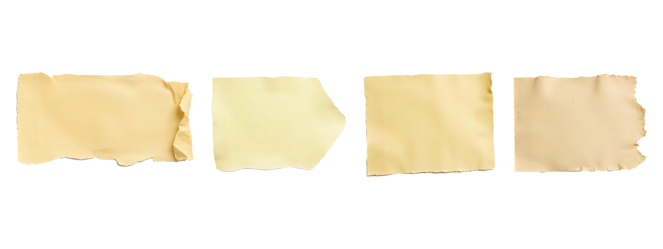 Realistic gray torn paper edges isolated on transparent PNG. Ripped edge pieces of paper texture. Empty template mockup for text and messages, Design elements, PNG, Cut out 