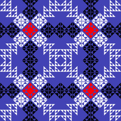 Fototapeta premium Red and white seamless geometric floral pattern for modern fabric and wallpaper design