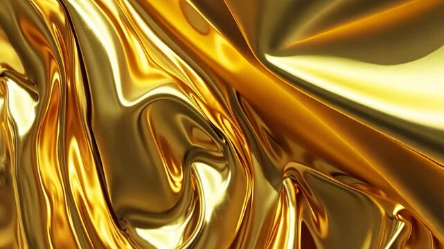 Golden silk fabric drapes in flowing folds