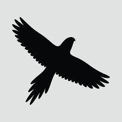 Silhouette hawk soaring through the sky gracefully vector illustration