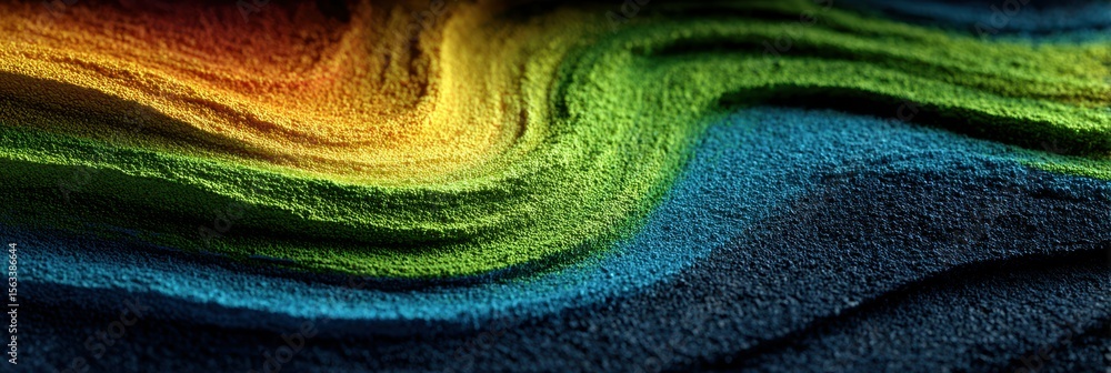 Poster vibrant colors of sand create a mesmerizing wavy pattern in a close-up view