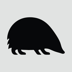 Silhouette hedgehog walking side view isolated simple vector illustration