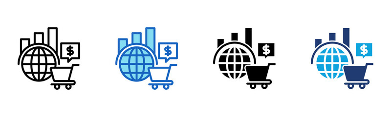 Global Ecommerce icon Multi Style Vector Illustration