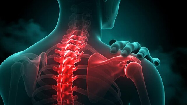Human spine and shoulder pain illustration