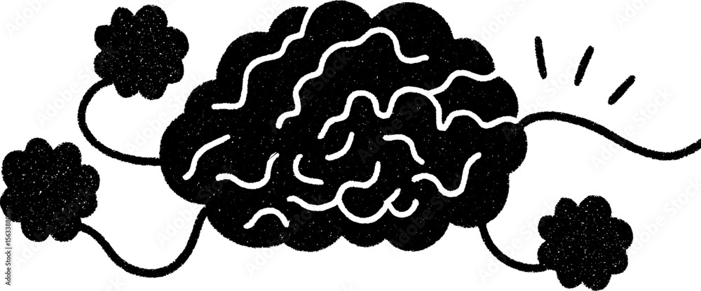 Poster creative virtual mind map sketch with abstract brain design