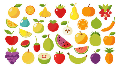 Fresh Fruits Vector Art on Transparent Background – Studio Quality