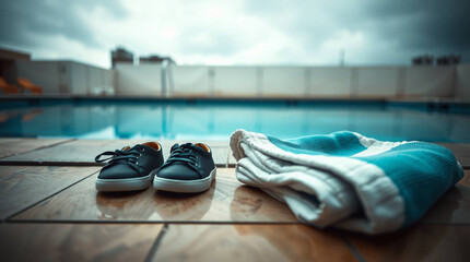 Lonely Shoe Beside Pool