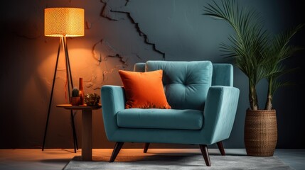 Modern living room interior design with comfortable sofa, contemporary furniture, and stylish decor creating a luxurious home lounge