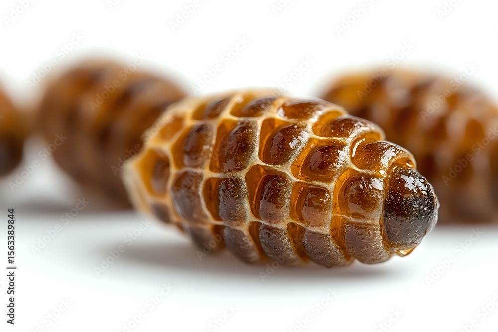 Poster brown segmented pill bug or woodlouse macro close up showing detailed exoskeleton pattern and textur