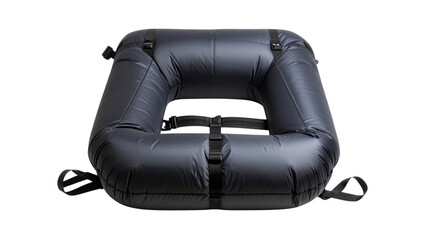 Naklejka premium Inflatable travel or camping pillow isolated on transparent background, ensuring comfort and portability for outdoor adventures or travel