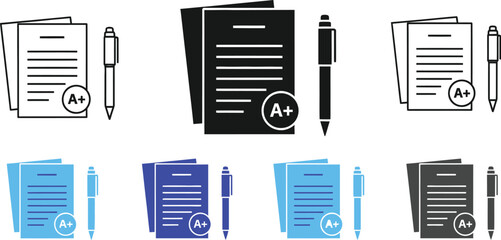 A+ grade exam paper vector illustration