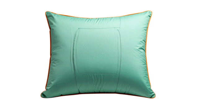 Inflatable travel or camping pillow isolated on transparent background, ensuring comfort and portability for outdoor adventures or travel