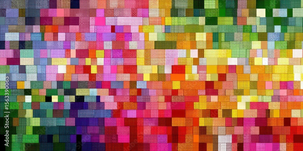 Poster colorful abstract pattern showcasing vibrant squares in a dynamic arrangement, perfect for modern de