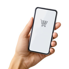 Trendy online shopping on smartphone person focused on an easy checkout process modern simple screen interface