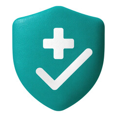 Health insurance protection symbol with check mark and medical cross represents treatment guarantee and safety for healthcare coverage and secure medical support